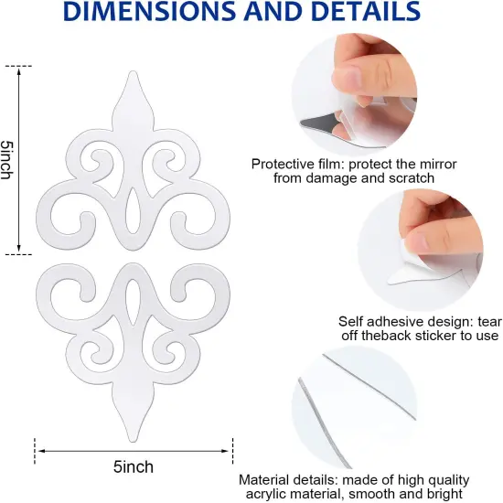 32 Pcs Acrylic Mirror Wall Stickers Home Decor Mirror Decals Silver Mirror Wall {4}