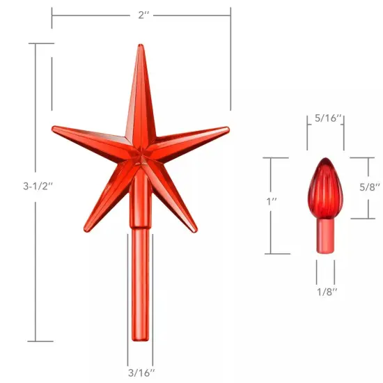 108 Replacement Ceramic Christmas Tree Twist Light Bulbs and 3 Star Toppers {3}