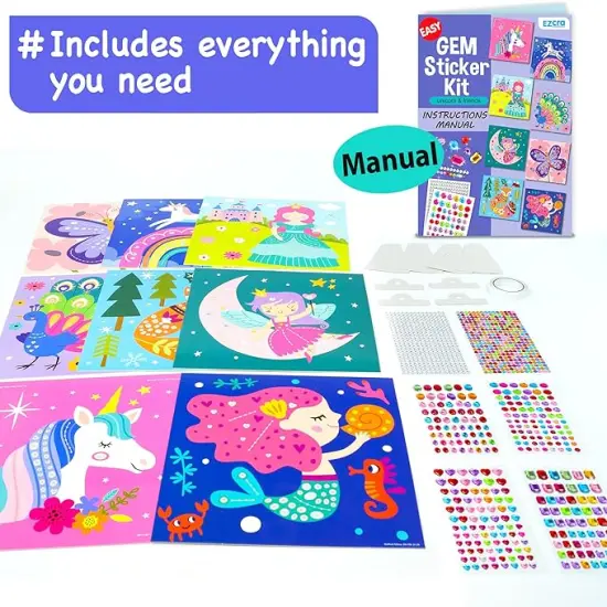 Easy Arts and Crafts for Kids - Fun Gem Sticker Kit - 8 Unicorn Princess Themes, 990+ Stickers - Gem Art for Kids - Diamond Art Kits for Kids - Toys for Boys and Girls Age 3,4,5,6,7,8 {3}