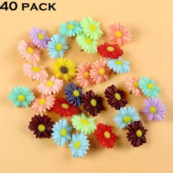 40Pc Push Pin Flowers Thumbtacks Decorative Daisy for Corkboard Map Photo Wall {5}