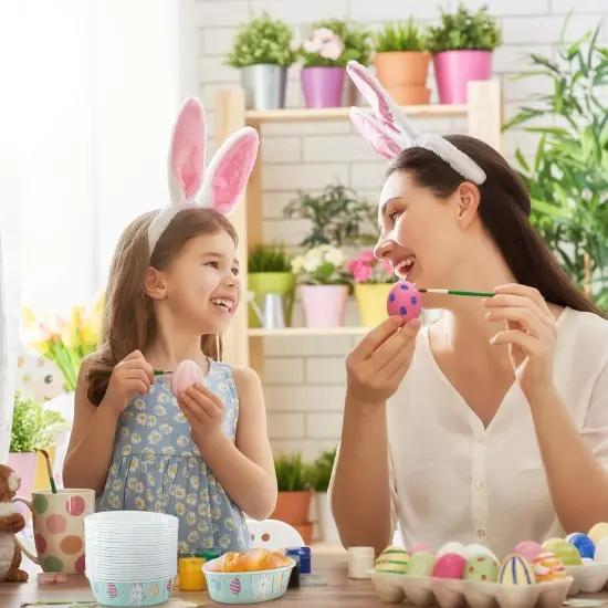 25 Pcs Easter Bunny Paper Loaf Pans 3 x 2 x 1.1'' Mini Loaf Pan Liners with Clear Plastic Bags and Ties Easter Baking Cake Pans Disposable Oval Cake Cups Baking Mold for Baking Cupcake Bread {4}