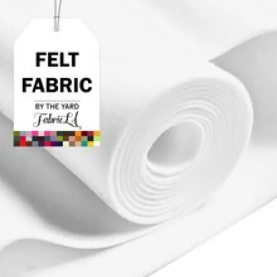 FabricLA Craft Felt Fabric - 72" Inch Wide & 1.6mm Thick Non-Stiff Felt Fabric by The Yard - Use This Soft Felt Roll for Crafts - Felt Material Pack - White Felt, Half Yard {1}