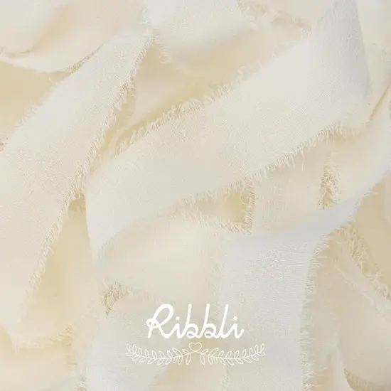 Ivory Ribbon 1 Inch x 3 Rolls Total 24 Yards Ivory Handmade Fringe Chiffon Silk Ribbon for Wrapping Wedding Invitations Bridal Bouquets DIY Crafts Home Decor {2}