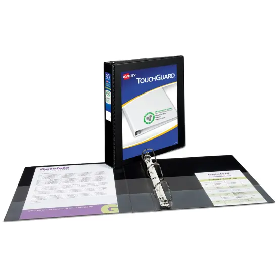 Avery TouchGuard Protection View 3 Ring Binder, Clear View Cover, 1" Slant Rings, 1 Black Binder (17118) {2}