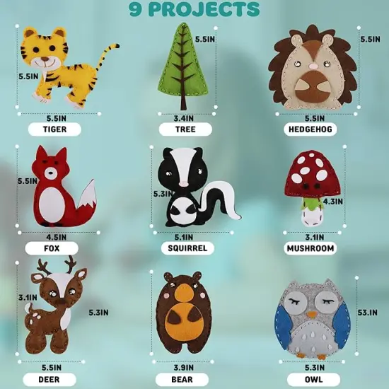 Kids Sewing Kit for Kids, Fun & Educational Woodland Animals Sew Craft Set for Boys and Girls Ages 8-12, Complete Beginner Sewing Kit with Felt Plushie for Creative DIY Projects {4}