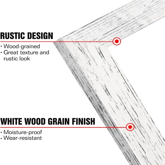 5x7 Picture Frame Distressed Farmhouse Wood Pattern Set of 4 with Tempered Glass {2}