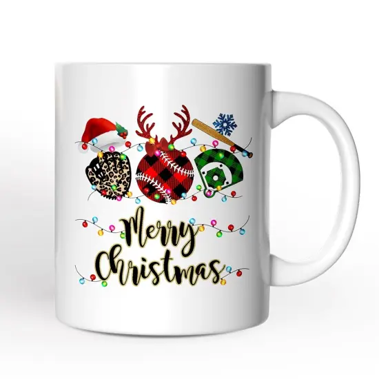 Baseball Buffalo Plaid Christmas Mug, Team and Coaches Gift {1}