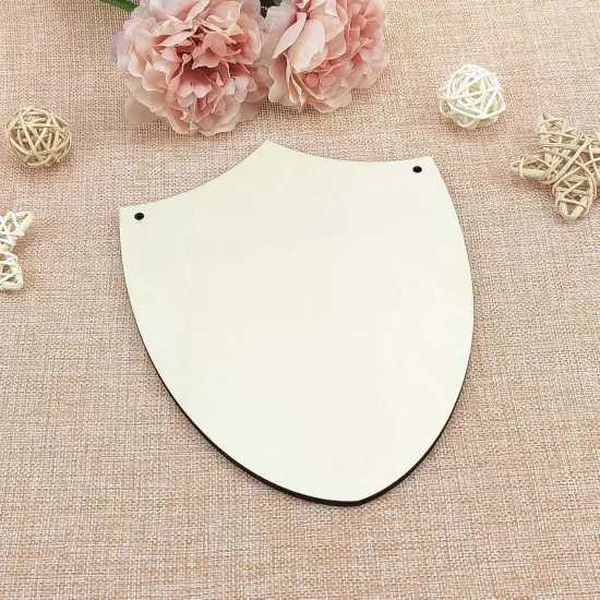 6pcs Wooden Shield Shapes Wood Sign Blank Hanging Wooden Plaque {3}