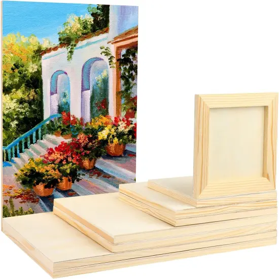 18 Pack Unfinished Wood Canvas Panels Kit -/11.8x7.9Inch/9x7.5Inch/6x6Inch/4.7x4.7Inch {2}