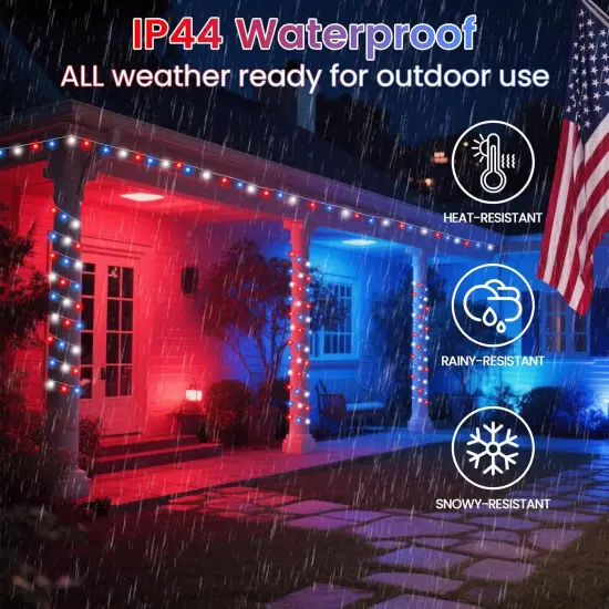 2 Pack Red White and Blue Fairy Lights Battery Operated, 33FT 100LED July 4th Patriotic String Lights with Timer, 8 Modes Waterproof Twinkle Light Indoor Outdoor for Independence Day National Day {3}