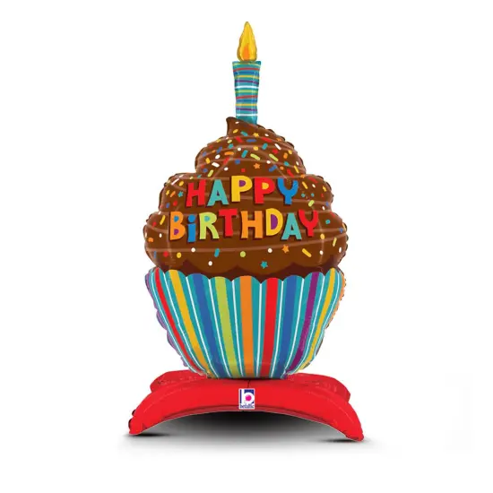 Betallic&reg; 31 Inch Happy Birthday Cupcake Standups Foil Mylar Balloon {1}