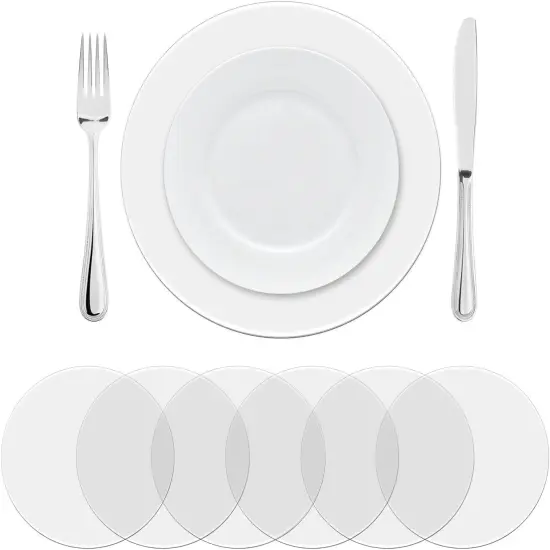 50 Pieces Clear Plastic Placemats Transparent Disposable Round Table Mats {1}