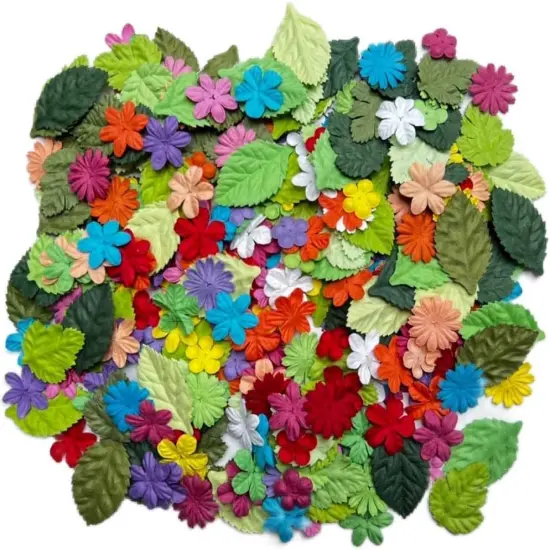 200 Pcs Handmade Mixed Mulberry Paper Flowers Petals and Leaves Wedding {1}
