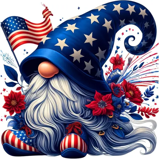 Gnome Diamond Art Kits for Adults-Round Full Drill 5D Patriotic Diamond Painting Kits for Adults Beginners Paint by Diamonds Pictures 4th of July Gem Art Painting Kits DIY Crafts Kits 12x12inch {1}