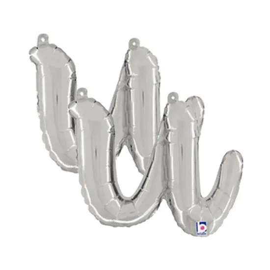 Betallic&reg; 14 Inch Script Letter U Silver Air Fill Only Balloon {6}