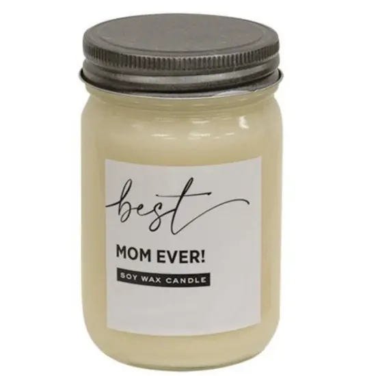 Best Mom Ever Candle in Jar with Fresh Apple and Toffee Fragrance {1}