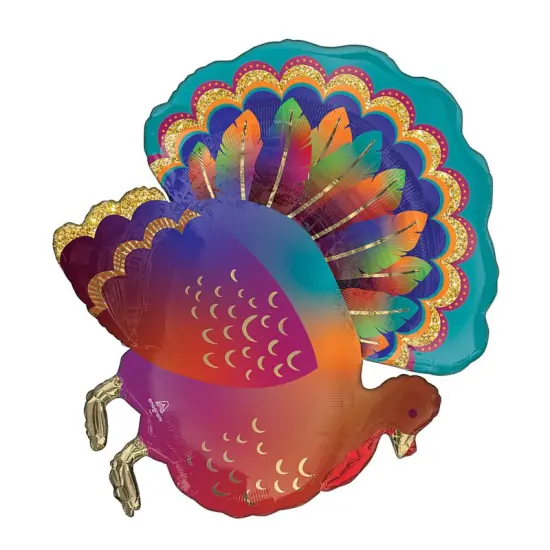 32" Glitter Turkey Foil Balloon Thanksgiving Party Decoration {4}