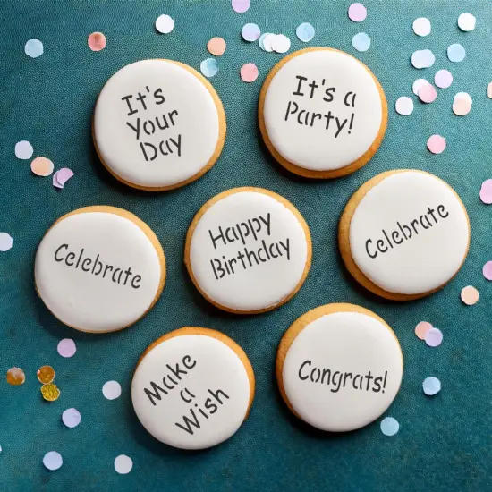 It's a Party Cookie Stencil Set: Happy Birthday, Congrats, It's a Party, Make a Wish, Celebrate | C823 by Designer Stencils | Cookie Decorating Tools | Baking Stencils for Royal Icing, Airbrush, Dusting Powder | Reusable Food Grade Stencil {3}