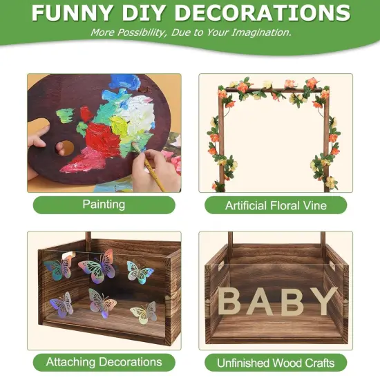 Baby Shower Crate Closet, Multifunctional Wooden & Acrylic Visible Baby Storage Crate with Handle, Newborn Welcome Gifts Basket {3}