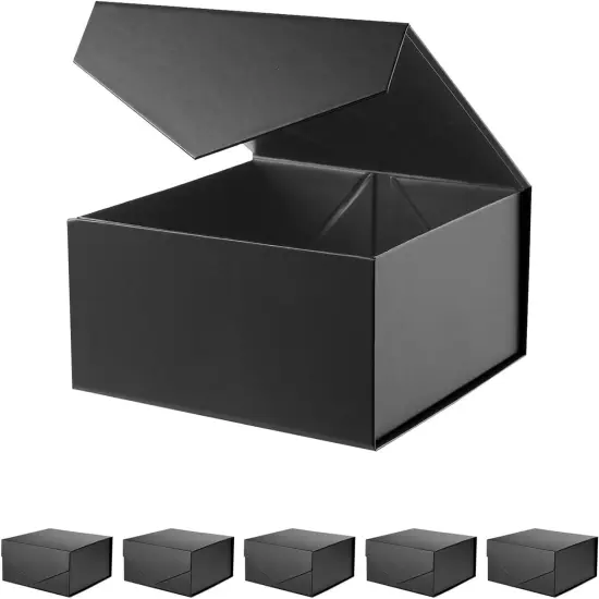 6 Collapsible Groomsman Gift Boxes with Magnetic Lids, 7.5x7.5x3 Inches (Matte Black) {1}