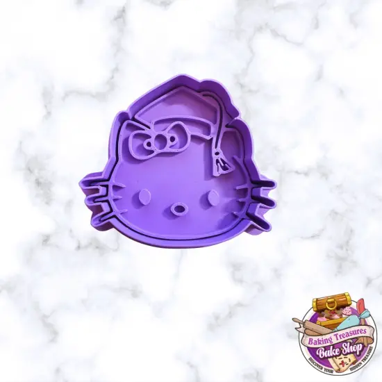 Graduation Cat Cookie Cutters and Stamp 2 pc {3}