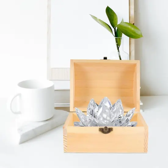 Unfinished Wooden Box with Hinged Lid - Unpainted Jewelry Box & Treasure Chest for Art & Jewelry Storage {5}