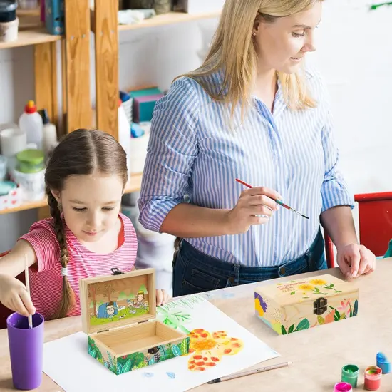 Unfinished Small Wooden Jewelry Storage Box With Hinged Lid - 12 Pack, 6 x 3.8 x 2 Inch - DIY Craft Keepsake for Kids, Gift, Home Decor, Treasure Chest {5}