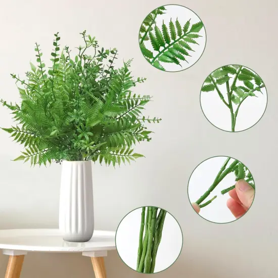Artificial Boston Ferns Bush Plants Large, Set of 3 Large Artificial Ferns for Outdoors, 33" Faux Ferns for Home Decor Office Living Room Garden Porch {3}