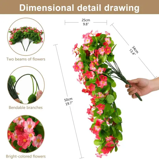 2 Pack Artificial Hanging Flowers Pink {2}