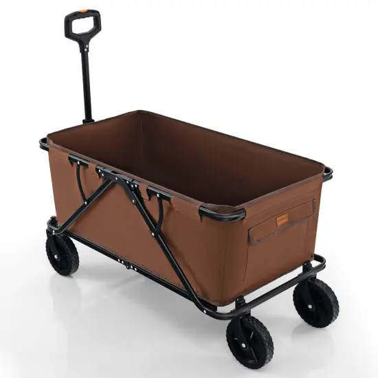 Metal Folding Utility Wagon Cart with Adjustable Handle and Wheels Grey {7}