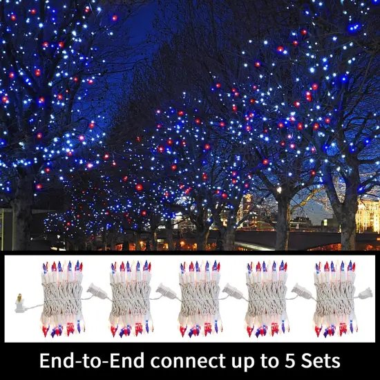 Patriotic String Lights - Red White Blue Mini Lights with White Wire - 19.6Ft 100 Count UL Certified String Lights for Independence Day Patriotic Holidays Decoration (Red, White & Blue) {5}