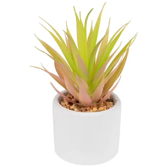 Northlight 6.5" Green Artificial Sword Grass in a White Pot {6}