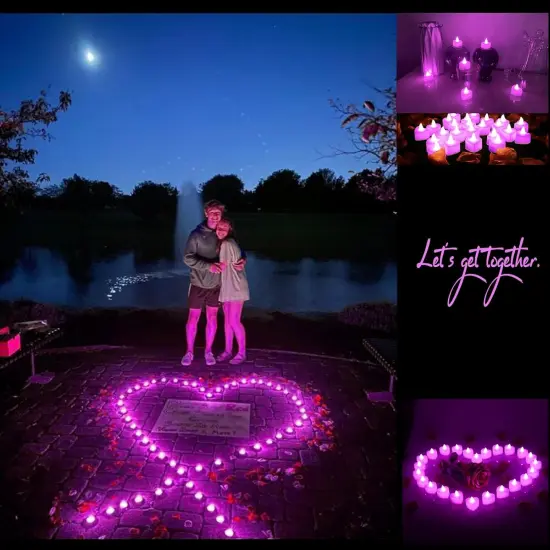 2000PCS Silk Rose Petals with 24 LED Tea Lights Candles, Romantic Night Decoration Set, Romantic Valentine, Wedding Anniversary {4}