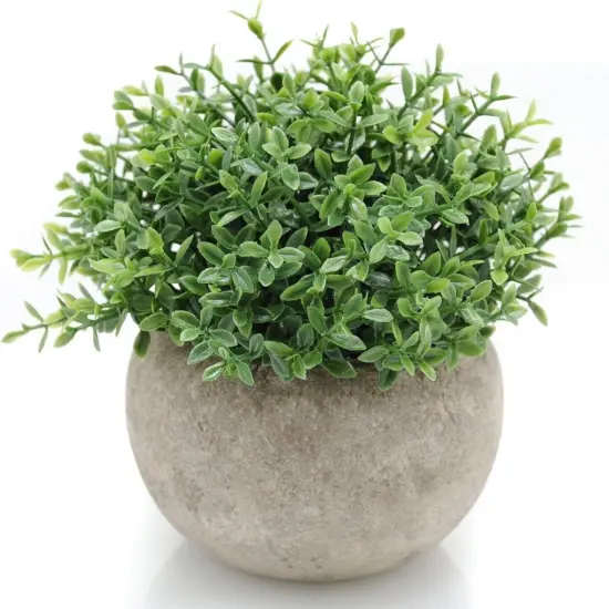 Mini Sage Green Potted Boxwood Topiary Artificial Plants for Home Decor Indoor, Farmhouse House Plant Office Small Desk Shelf Apartment Coffee Bar Bathroom Decor Guest Room, Small Fake Plant {1}