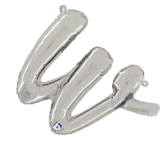 Betallic&reg; 14 Inch Script Letter W Silver Air Fill Only Balloon {4}