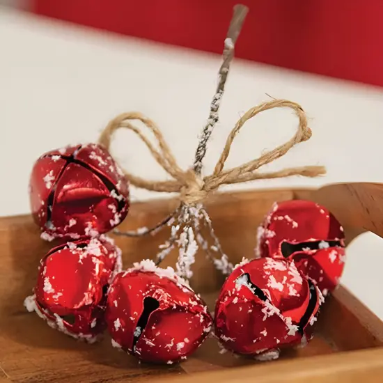 Snowy Red Jingle Bell Pick 5 Inch for Holiday Decorations and Crafts {3}