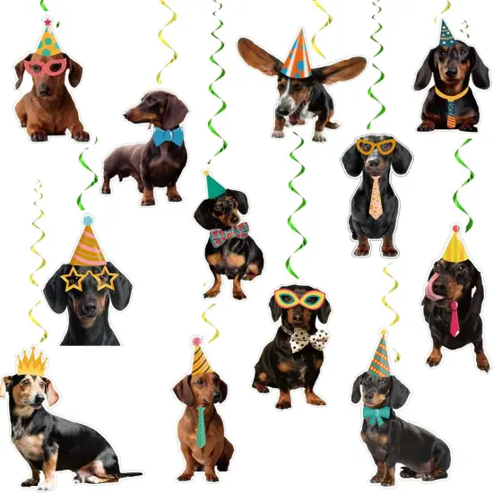 24 Pcs Dachshund Hanging Decorations Dachshund Hanging Swirls Ceiling Swirls Dachshund Birthday Party Supplies for Dachshund Party Decorations Funny Dog Decorations {1}