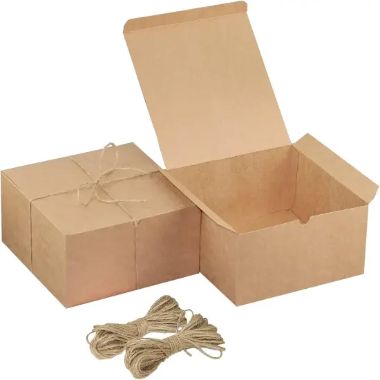 16 PCS Brown Kraft Gift Boxes, Decorative Party Favor Kraft Paper Gift Packaging Box with Lid for DIY Crafting, Cube, Cupcake, Kraft Present Boxes for Birthday, Wedding {1}