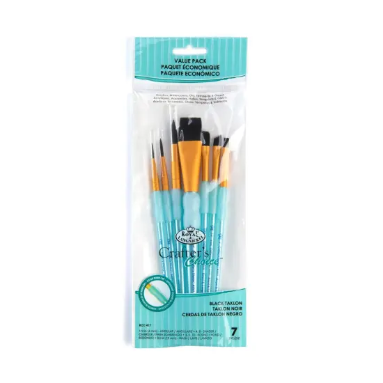 RCC 417 | Crafter's Choice&trade; 7pc Black Taklon Variety Brush Set {1}