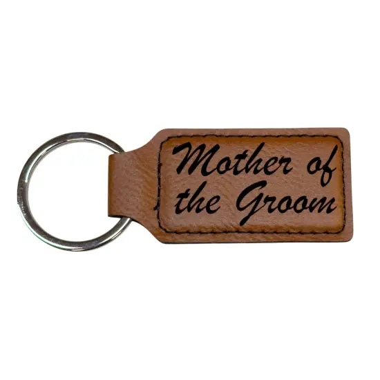 Keychain - Rectangle - Mother of the Groom - Leather Rawhide/Black {1}