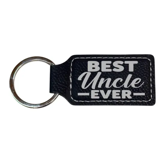 Keychain - Rectangle - Best Uncle Ever - Leather Rustic/Gold {3}
