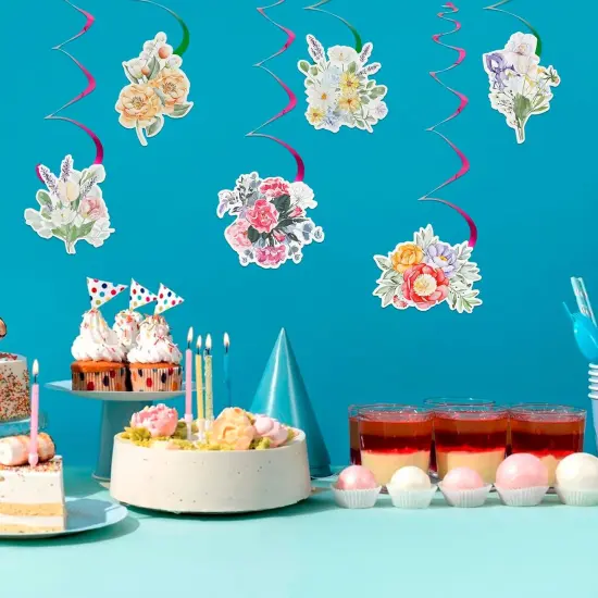 24Pcs Wildflower Party Hanging Swirls, Wildflower Theme Birthday Decorations, Spring Wildflower Butterfly Ceiling Swirls, Flower Banner Garland Hanging Decorations for Party {5}