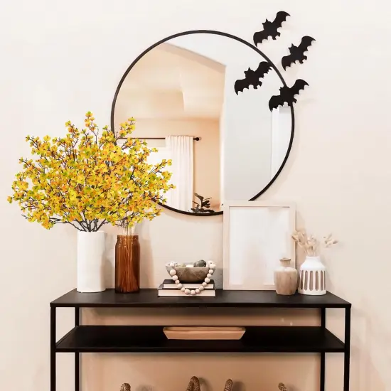 6Pcs Artificial Fall Flowers Babys Breath Flower Bulk Fake Silk Flowers Artificial Gypsophila Bouquet Floral for Home Festival Wedding Party Kitchen Bedroom Xmas D&eacute;cor (Orange) {5}