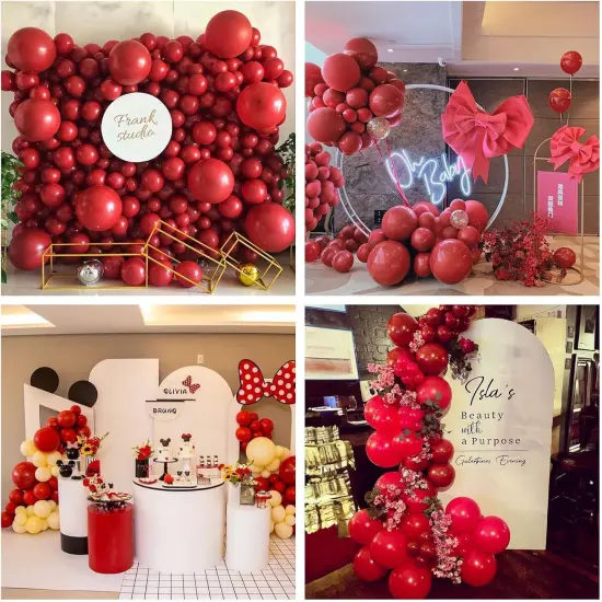 Red Balloons Double Stuffed, Ruby Red Balloon Garland Kit Dark Red Latex Balloons Different Sizes 18/12/10/5 Inch Burgundy Maroon Red Balloon Arch for Birthday Wedding Valentine Day Party Decorations {4}