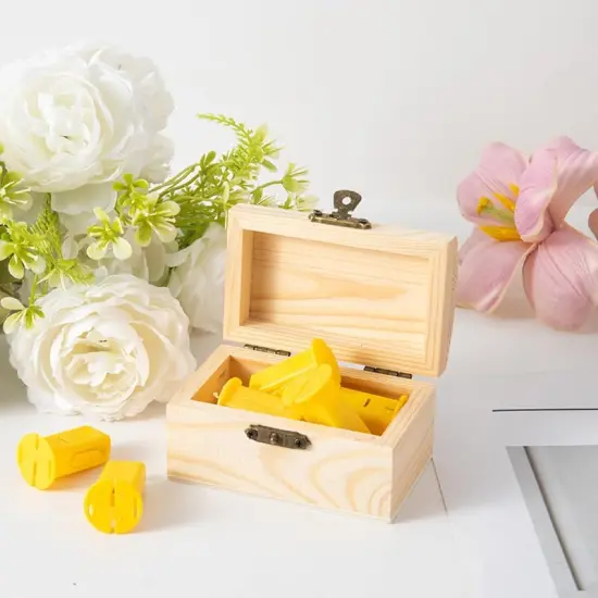 4 Piece (3.5 x 2.1 x 1.8 inches) Small Wooden Box Unfinished Wooden Treasure Box with Lids for DIY Crafts {2}