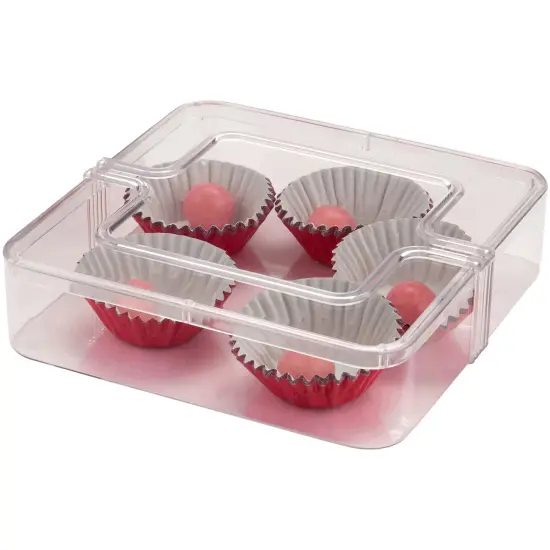 Pioneer Plastics 092C Clear Square Plastic Container, 4.625" W x 4.625" D x 1.125" H {5}