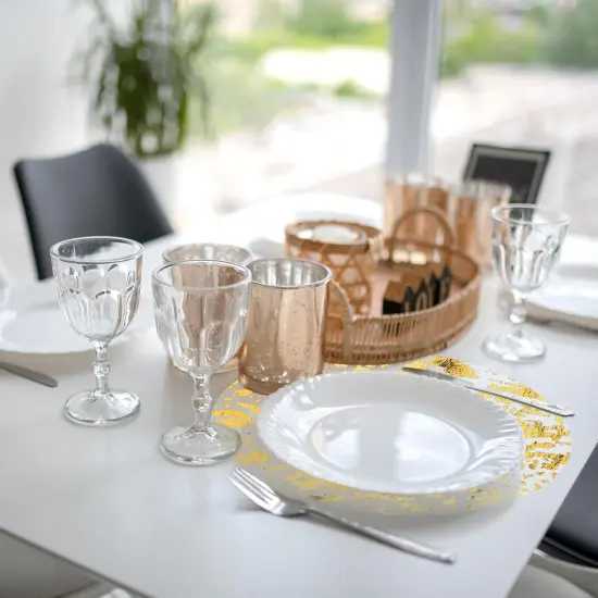 100 Pcs Disposable Gold Foil Placemats 13 Inch Round Place Mats Gold Table Mates Decorative Mesh Paper Table Doilies Metallic Thin Table Runner {5}