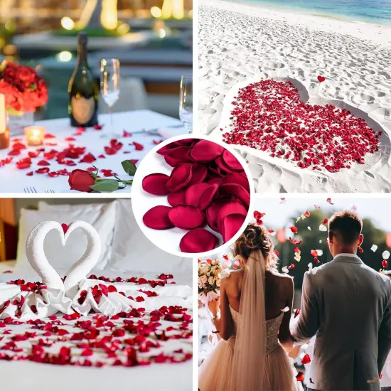 400 PCS Silk Rose Petals Burgundy Red Flower Petals for Romantic Night, Weddings Aisle Centerpieces, Table, Party, Home Decoration, Romantic Night Decoration {3}