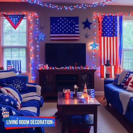 500 LED Red White and Blue Lights 4th of July Decorations, 173ft 8 Modes 4th of July Lights Outdoor, Waterproof Patriotic String Light Plug in for Memorial Day Independence Day Holiday Decor {5}