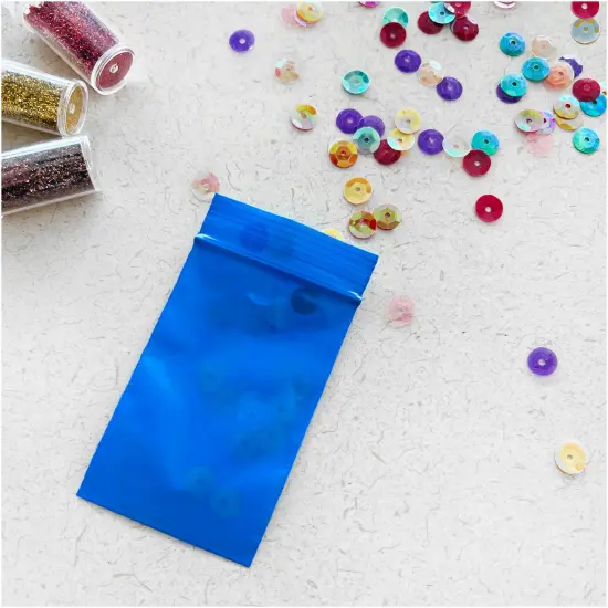 Plymor 2" x 3", Blue 2 Mil Zipper Reclosable Plastic Bags {4}
